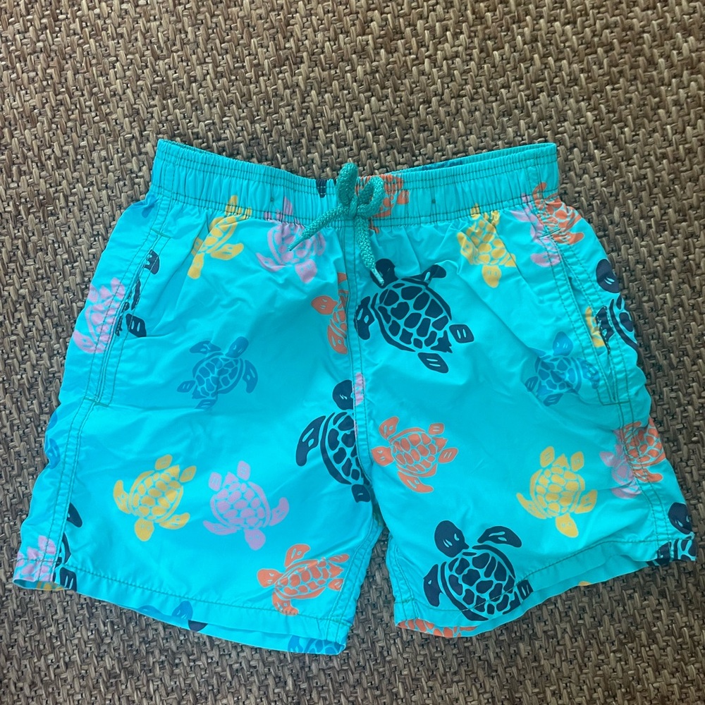 Vilebrequin Turquoise Turtle Print Kids Swim Trunks